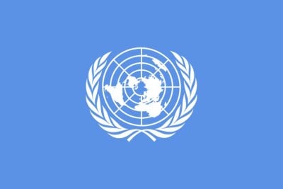FN flagget, hvitt på blå bakgrunn
